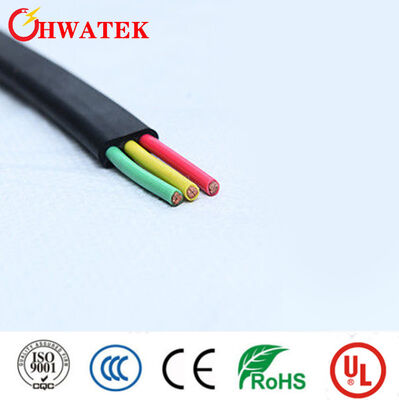 Kabel Datar Fleksibel 3 Inti Selubung XLPE Industri dengan Tegangan Terukur 300V